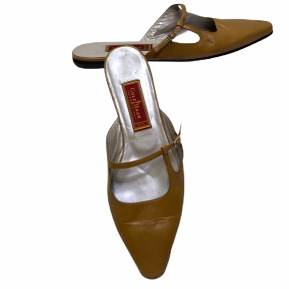 Cole Haan City Flat Leather Tan Mules - Picture 2 of 6